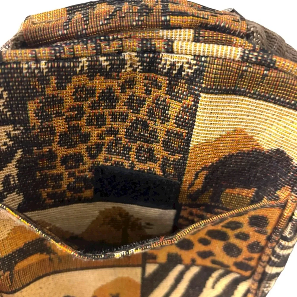 Vintage Rare Safari Tapestry Crossbody Satchel Bag